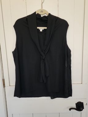 J Jill Sleeveless Black Tie-Neck Women's Top 2x